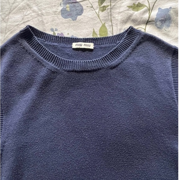 Miu Miu Mini Dress with Black Silk Ruffle Inserts - Picture 6 of 7